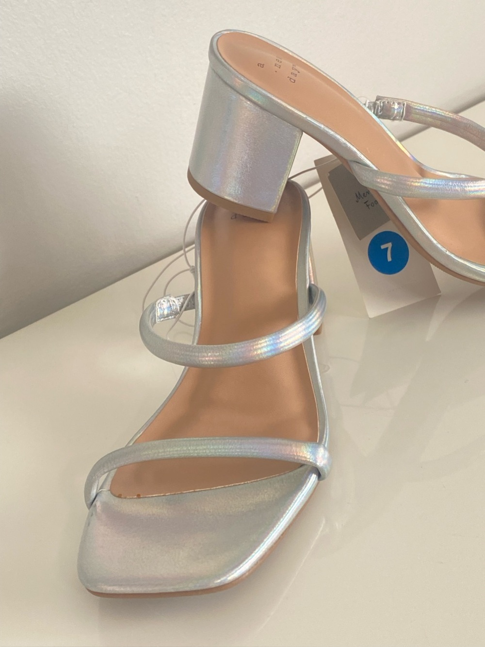a new day Holographic Metalic Strappy Block Heel Sandal - Picture 5 of 8